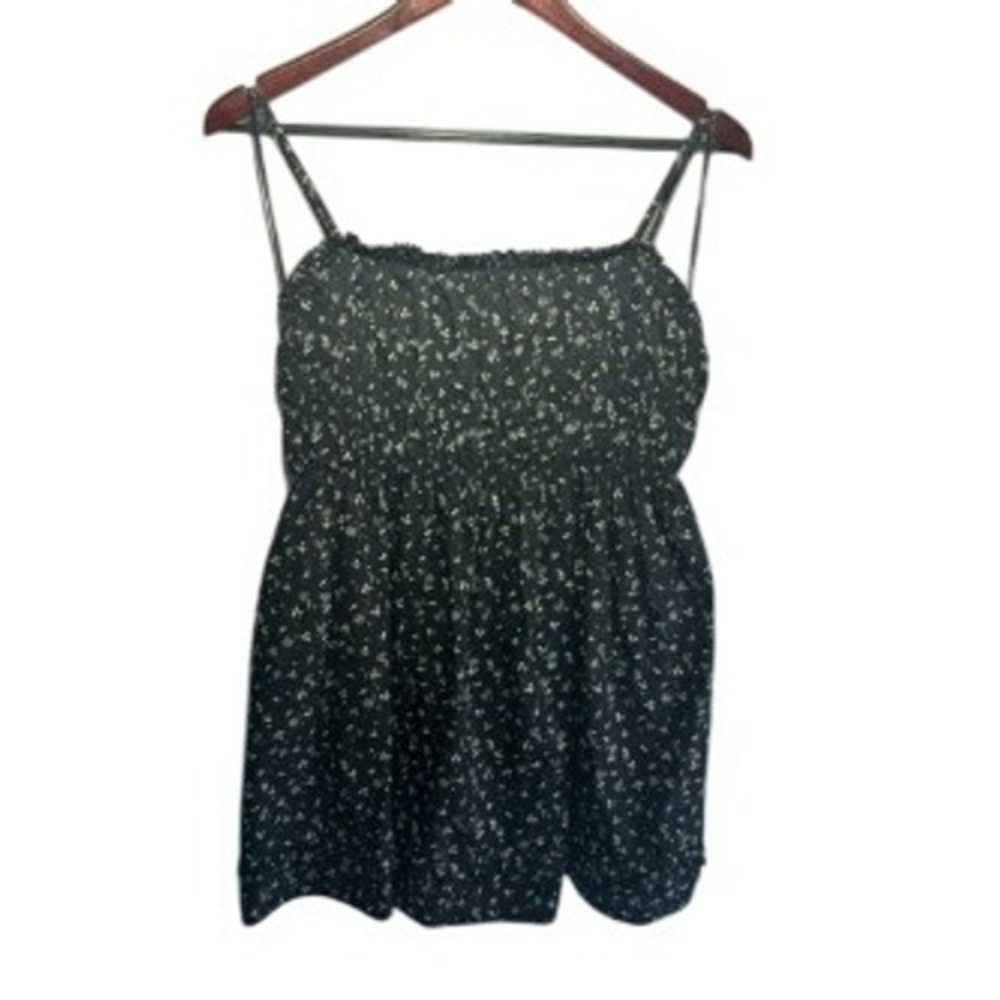 Free People Mini Dress Women's Small‎ Black Floral Print Sleeveless Lined Casual